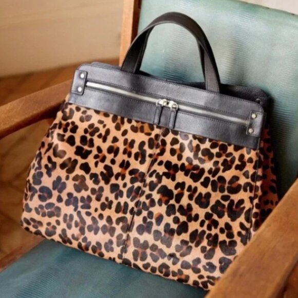 $450 Sezane Sac Sam Made in Italy Leopard Print Leather